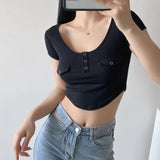Women T-Shirt Short Sleeve Tight T-shirt Top