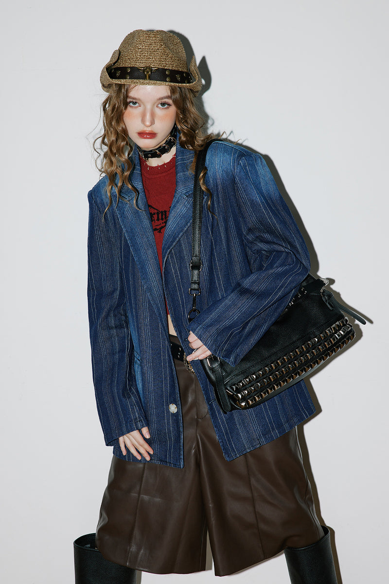 Unisex Jacket Autumn Striped Blooming Women's Suits