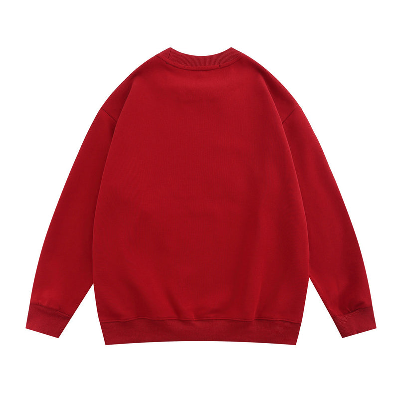 Men Hoodie Figure Printed Crew Neck Sweatshirt Loose Long Sleeve Pullover Casual Top Autumn