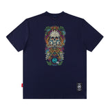 Men T Shirt Amekaji Vintage Printed Pure Cotton Loose Short Sleeve T-shirt for Men and Women