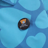 Men Cotton Mixed Jacket Coat Fall/Winter Jacket Men's Full Printed Heart Letter Lapel Zipped Cotton-Padded Jacket