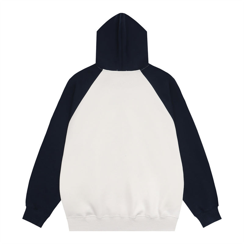 Men Hoodie Stitching Raglan Sleeve Hooded Sweater Men's Long Sleeve Pullover Hoodie
