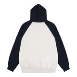 Men Hoodie Stitching Raglan Sleeve Hooded Sweater Men's Long Sleeve Pullover Hoodie