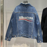 Graffiti Bomber Jacket Graffiti Cola Embroidery Denim
