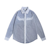 Men Long Sleeved T Shirt Stitching Denim Long Sleeve Shirt Men's Washed Denim Lapel Shirt Coat