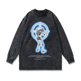 Men Long Sleeve Shirt Vintage Floral Print Long Sleeves T-shirt Men and Women Couple Hip Hop Base