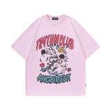 Men T Shirt Sweet Cool Heart Graffiti Printed Casual Short-Sleeved T-shirt Men and Women Couple