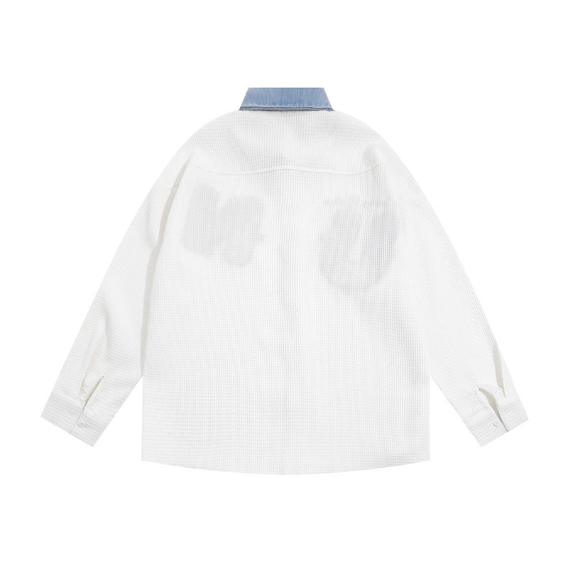 Men Long Sleeved T Shirt Embroidered Letter Long Sleeve Shirt Men's Loose Casual Contrast Color Shirt Spring and Autumn