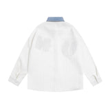 Men Long Sleeved T Shirt Embroidered Letter Long Sleeve Shirt Men's Loose Casual Contrast Color Shirt Spring and Autumn