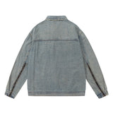 Men Denim Jacket Men's Denim Jacket Spring and Autumn Washed Worn Coat