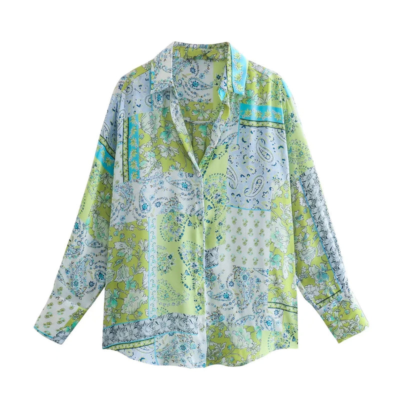 Women T-shirt Women's Spring Clothing Long Sleeve Printed Drape Shirt