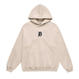 Men Fleece Lined Hoodie Autumn Winter Sweater Male Letter Embroidered Loose Hooded Pullover Long Sleeve Top