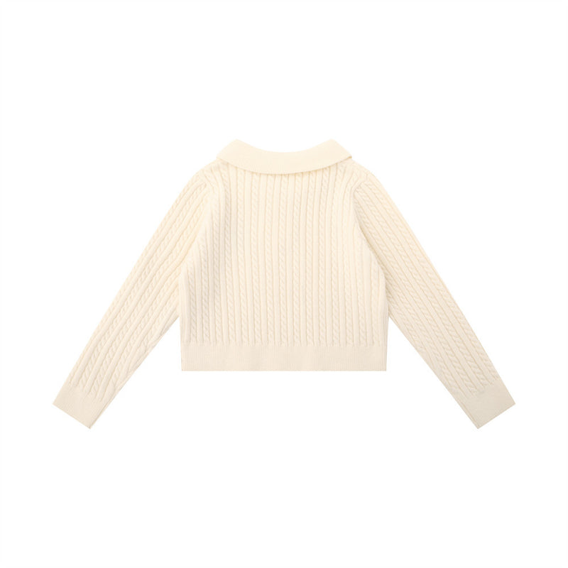 Women Sweater Short Sweater Women's Autumn Polo Collar Slim-Fit Long Sleeve