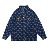 Men's Long Sleeve T Shirt Love Denim Shirt Men's Spring and Autumn Loose Leisure Workwear Long Sleeve