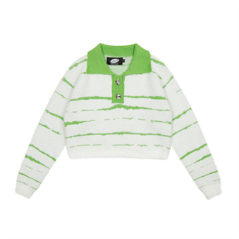 Women Sweater Polo Short Sweater Women's Autumn Leisure Long Sleeve Sweater