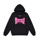 Men Fleece Lined Hoodie Winter Hooded Sweater Men Oversize Letters Printed Loose Long Sleeves