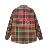 Men Long Sleeved T Shirt Long Sleeve Shirt Spring and Autumn Letter Five-Pointed Star Print Loose Casual Shirt