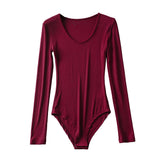 Women T-Shirt Spring round Neck Tight Pattern Slim-Fit Long Sleeve One-Piece T-shirt
