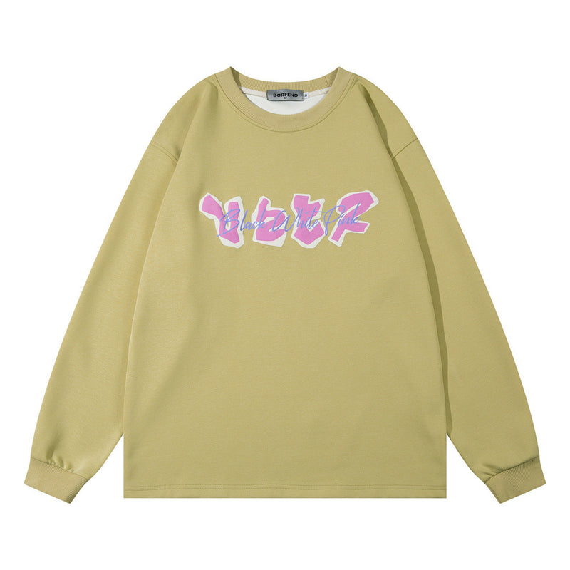 Men Hoodie Letter Printed Crew Neck Sweatshirt