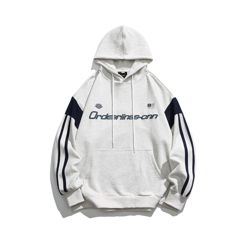 Unisex Hoodie Retro Patchwork Loose Hooded Sweater Couple