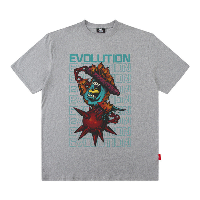Men T Shirt Printed Short-Sleeved T-shirt Men and Women Street Retro Loose