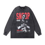 Men Long Sleeve Shirt Bili Portrait Printing Distressed Long Sleeve T-shirt Men and Women Retro
