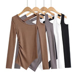 Women T-Shirt Long-Sleeved Top for Women Spring All-Matching Slim Fit