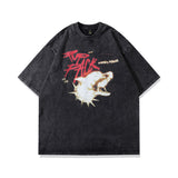 Men T Shirt Vintage Printed Distressed Washed Short Sleeve T-shirt Men and Women Vibe Style
