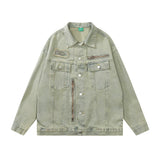 Men Denim Jacket Denim Coat Men's Clothing Spring and Autumn Loose Washed-out Distressed Jacket