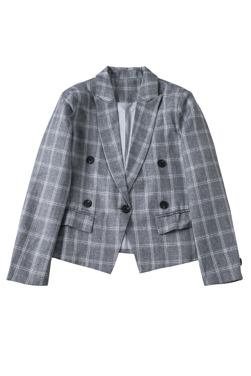 Plaid Trench Coat Women's Autumn and Winter Plaid Three-Dimensional Suit Long Sleeve Plaid Jacket