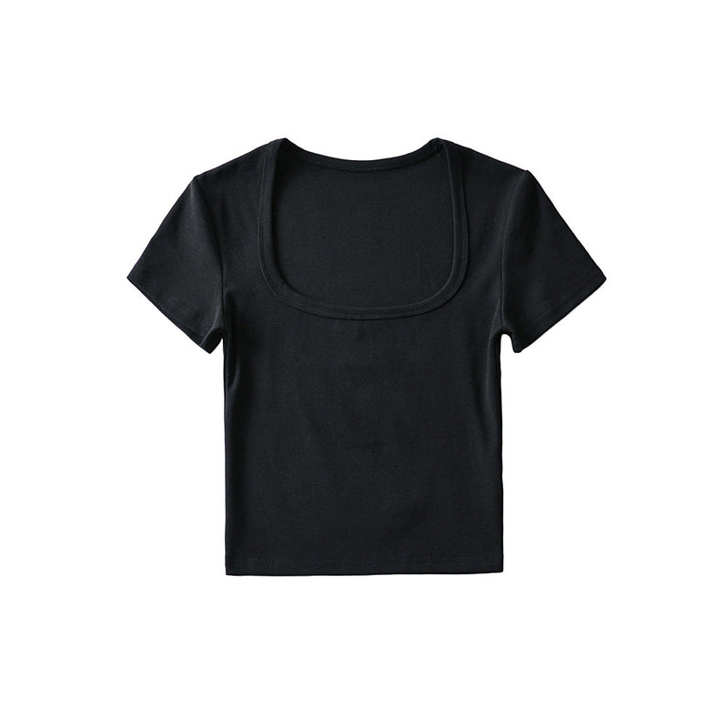 Women T-Shirt Bottoming Shirt Autumn Cropped T-shirt Short Sleeve