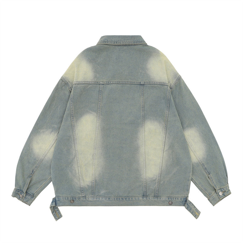 Men Denim Jacket Men's American Style Loose Washed White Denim Jacket