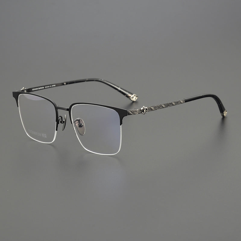 CHH Chrome Hearts Glasses fashion pure titanium dragon pattern carved half frame glasses