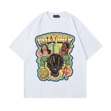 Men's T Shirt Printed round Neck Short Sleeve T-shirt Men's and Women's Retro Loose