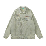 Men Denim Jacket Denim Coat Men's Clothing Spring and Autumn Loose Washed-out Distressed Jacket