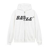 Men Fleece Lined Hoodie High Street Letters Printed Hoodie Men's Loose Hooded