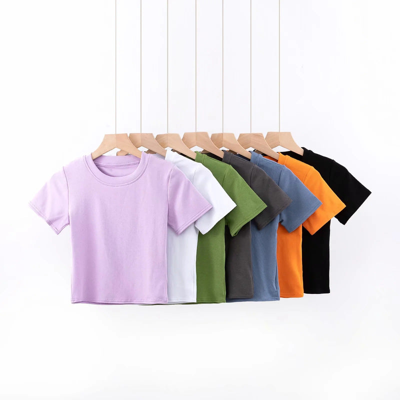Women T-Shirt Women's T-shirt Summer round Neck Short Sleeves Short Top