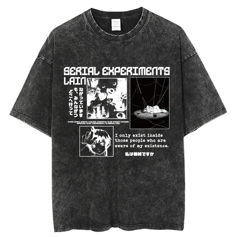 Japanese Anime Serial Experiments Lain Vintage Washed T Shirt