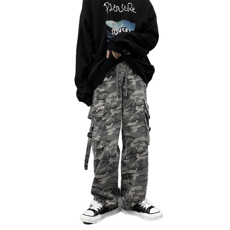 Men Sweatpants Vintage Camouflage Workwear Pants Men's Spring and Autumn