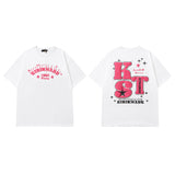 Men T Shirt Letter Print Short-Sleeve T-shirt Loose Men and Women Casual