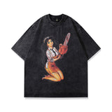Men T Shirt Vintage Printed Washed and Worn Short Sleeve T-shirt for Men and Women