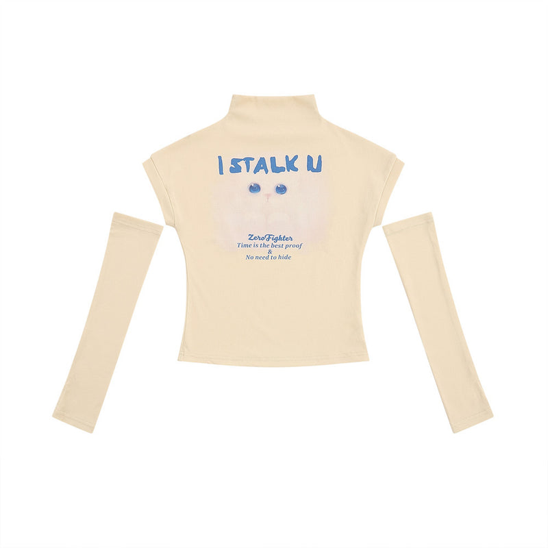 Women T-shirt Short T-shirt Women's High Street Slim Spring Half Turtleneck