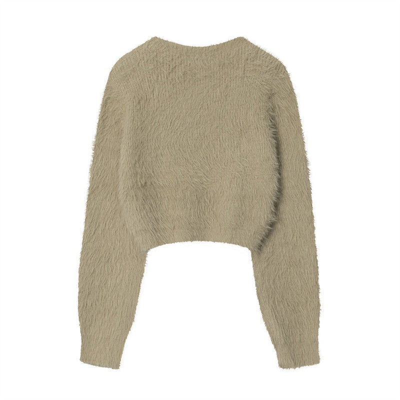 Women Sweater Short Sweater Girls' Autumn Solid Color Long Sleeve Sweater