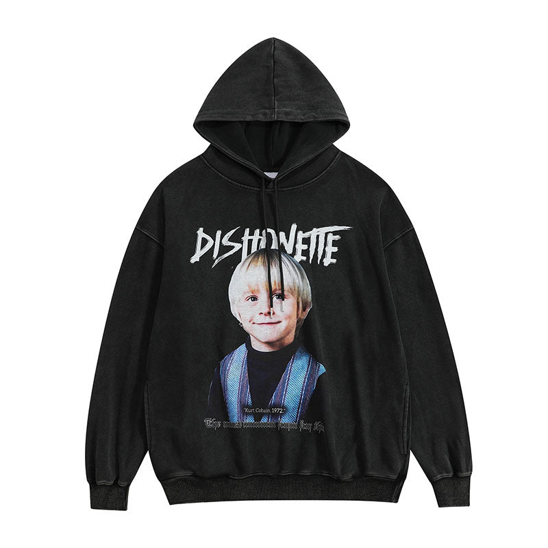 Unisex Vintage Hoodie Men and Women Printed Loose Hooded