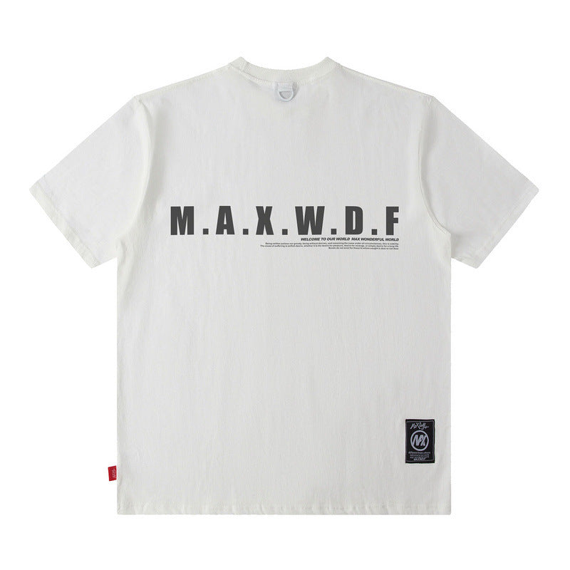 Men's T Shirt Letter Print Short-Sleeved T-shirt Men's and Women's Vibe Style Loose Top