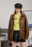 Unisex Jacket Fall Lapels Coat Leather Women's Clothing