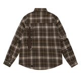 Men Long Sleeved T Shirt Plaid Long Sleeve Shirt Men Loose Lapels Shirt Coat Spring and Autumn