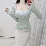 Women Long Sleeve Shirt Women's Slim Bottoming Shirt Long Sleeve
