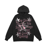 Men Hoodie XINGX Letter Print Sweatshirt Men's Hip Hop Rock Wash Pullover Hoodie