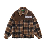 Men Cotton Mixed Jacket Coat Color-Contrast Check Coat Men's Clothing Autumn and Winter Warm-Keeping Cotton Clothing